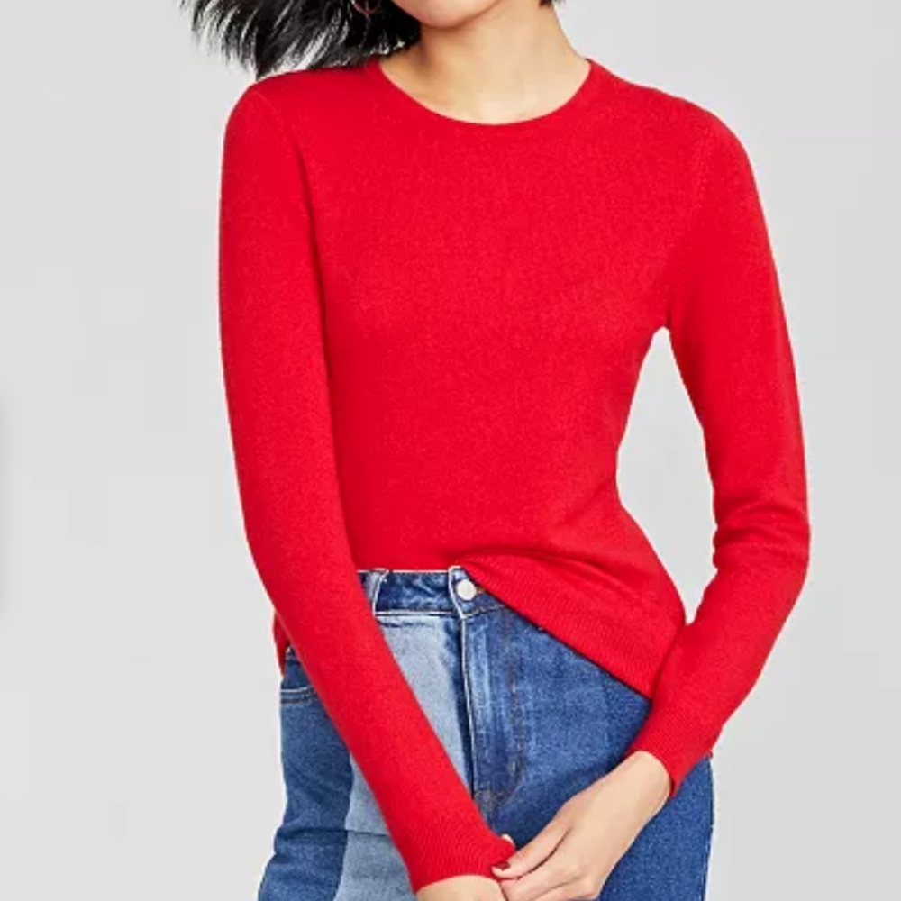Charter Club Red Cashmere Crewneck Sweater - S